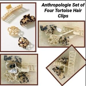 Anthropologie Set of Four Tortoise Hair Clips